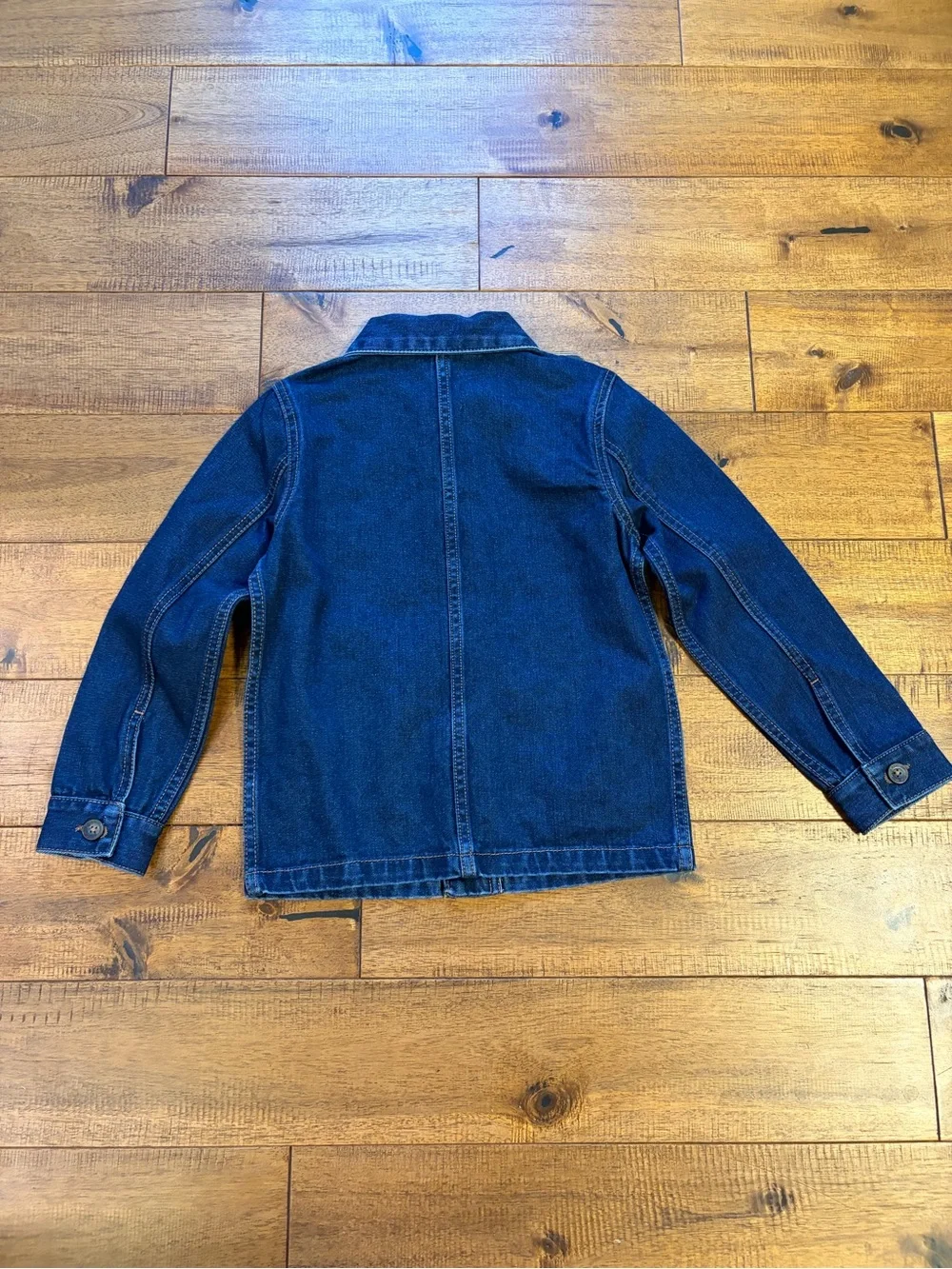 Janie And Jack Denim Chore Jacket Boys Sz 5-6 YO 100% Cotton Dark Wash Fall Coat